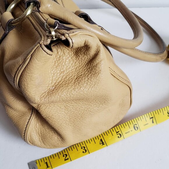 Leather KATE LANDRY Handbag Logo Metal detail Straw Yellow - Picture 8 of 16